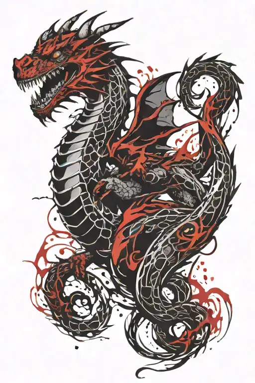Endurance Stamina Strength dragon unique complete badass tattoo design idea