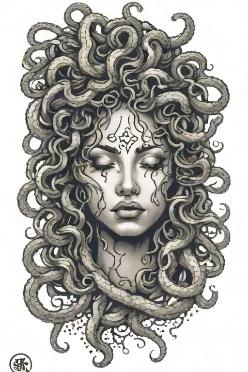 Medusa crying tattoo design idea