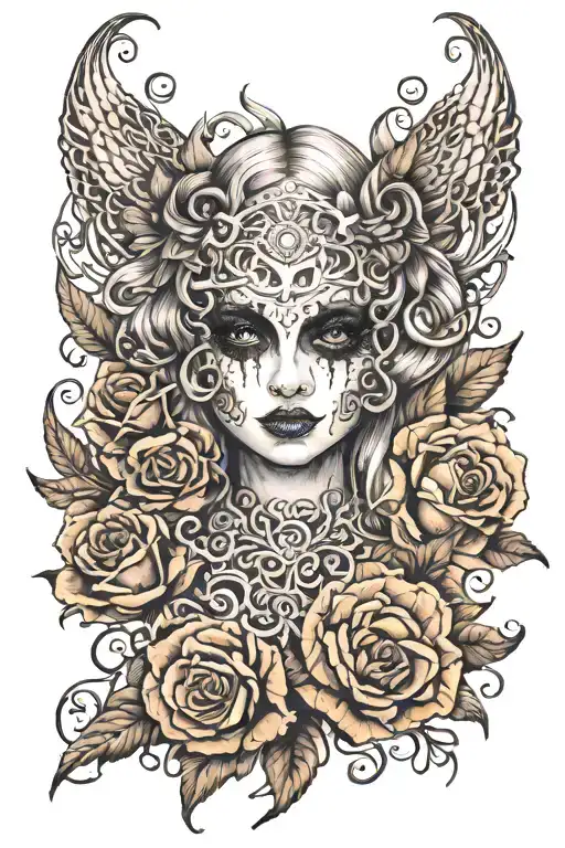 Collarbone goth emo feminine tattoo design idea