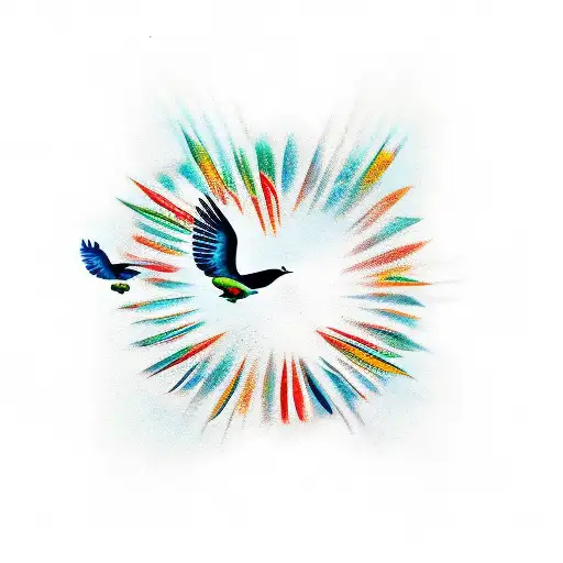 five birds in flight tattoo design idea