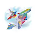 five birds in flight tattoo design idea