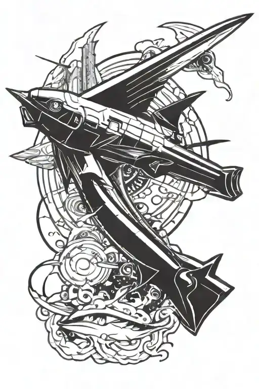Cowboy bebop 80s anime aesthetic swordfish tattoo design idea