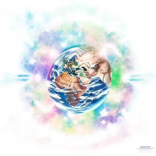 planet with galaxy background. include music notes, angel wings, and e=mc2 tattoo design idea