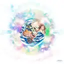 planet with galaxy background. include music notes, angel wings, and e=mc2 tattoo design idea