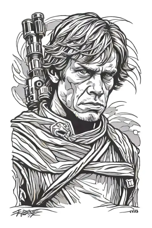 star wars luke skywalker tattoo design idea