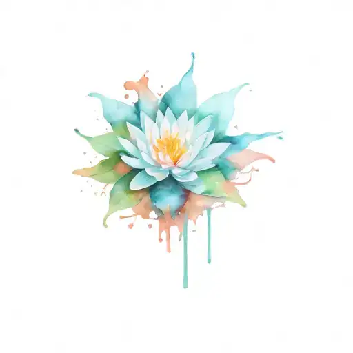 water lily surrounded by water splash  tattoo design idea