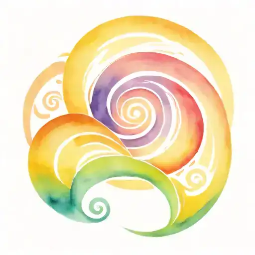 spiral waves with ocean sunrise  tattoo design idea