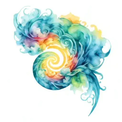 spiral ocean sunrise tattoo design idea