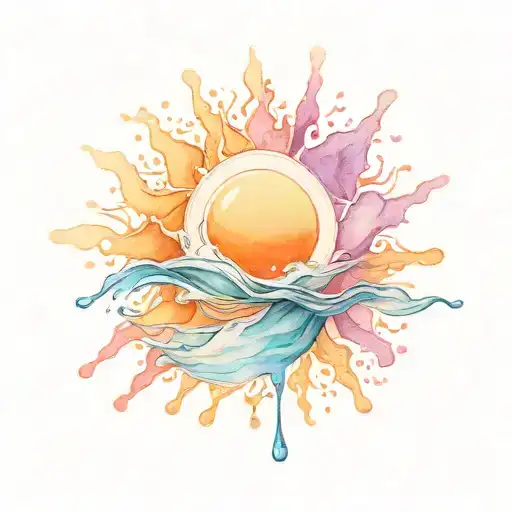 spirsl water splash with sunrise tattoo design idea