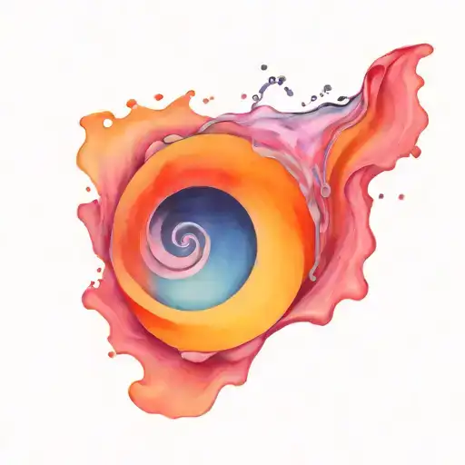 water splash and ocean sunrise with spiral blue waves  tattoo design idea