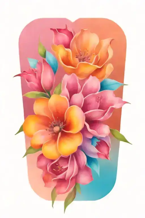 delicate flower bouquet tattoo design idea