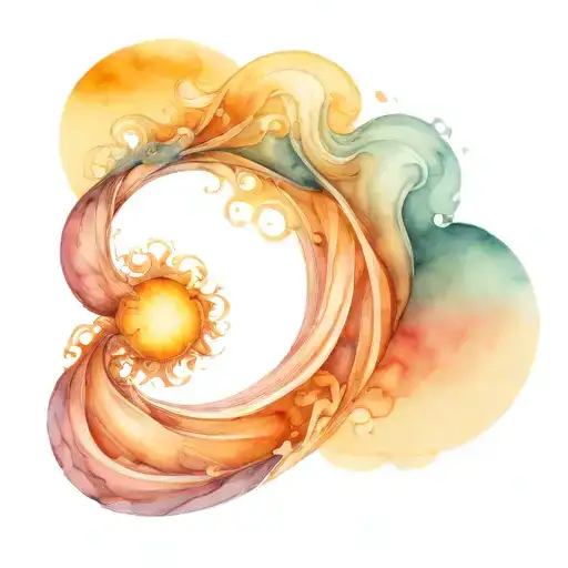spiral waves with ocean sunrise  tattoo design idea