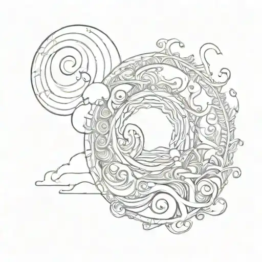 gratitude spiral ocean sunrise tattoo design idea