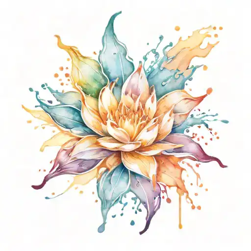 spirsl water splash with sunrise tattoo design idea