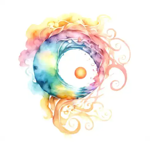 spiral ocean sunrise tattoo design idea
