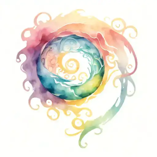 spiral ocean sunrise tattoo design idea