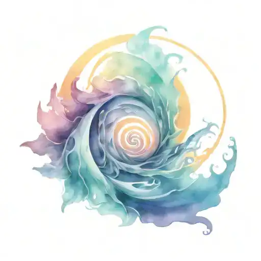gratitude spiral ocean sunrise tattoo design idea