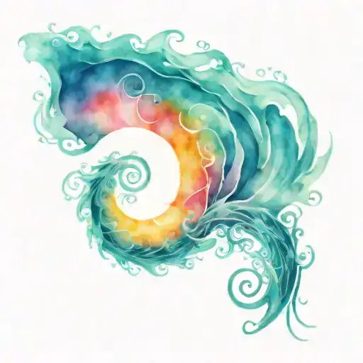 spiral ocean sunrise tattoo design idea