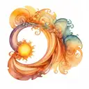 spiral waves with ocean sunrise  tattoo design idea