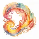 spiral waves with ocean sunrise  tattoo design idea