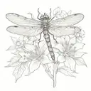 dragonfly on flower tattoo design idea