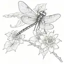 dragonfly on flower tattoo design idea