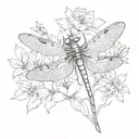 dragonfly on flower tattoo design idea