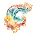 ocean sunrise spiral waves tattoo design idea