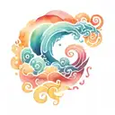 ocean sunrise spiral waves tattoo design idea