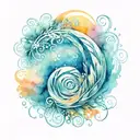 spiral ocean sunrise tattoo design idea
