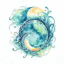 spiral ocean sunrise tattoo design idea