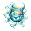 spiral ocean sunrise tattoo design idea