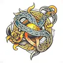 wisdom knot with ocean sunrise  tattoo design idea