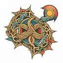 wisdom knot with ocean sunrise  tattoo design idea