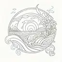 gratitude spiral ocean sunrise tattoo design idea