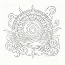 gratitude spiral ocean sunrise tattoo design idea