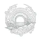 gratitude spiral ocean sunrise tattoo design idea