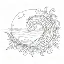 gratitude spiral ocean sunrise tattoo design idea