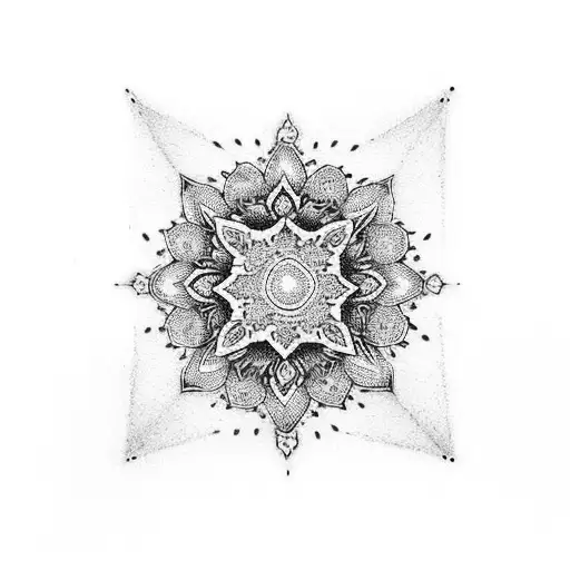 Black Mandala Tribal Flower Symbol Logo on White Background. Stencil Decal  Tattoo Design. Flat Vector Illustration. 13711437 Vector Art at Vecteezy