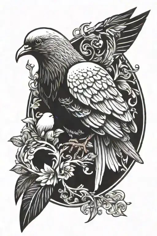 white pigeon in eclipse lunar eclipse tattoo design idea