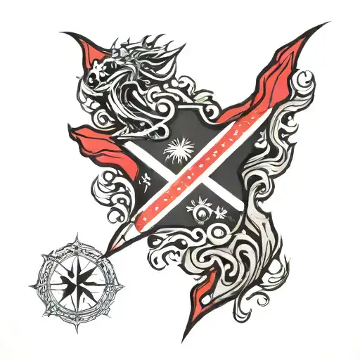 trinidad and tobago flag ripping out of skin  tattoo design idea