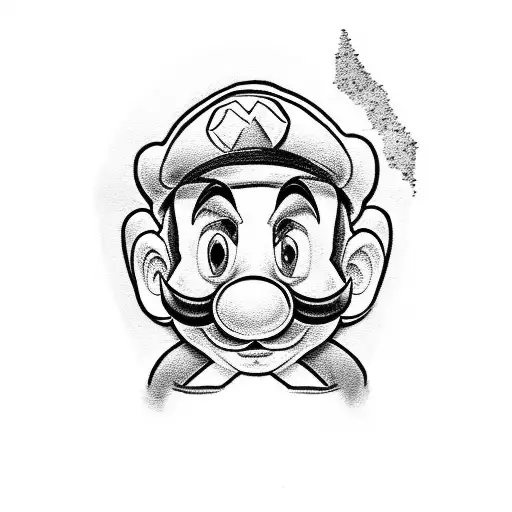 Gangster super mario tattoo design idea