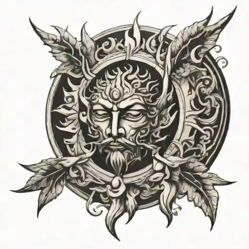 the mythological real sun god tattoo design idea