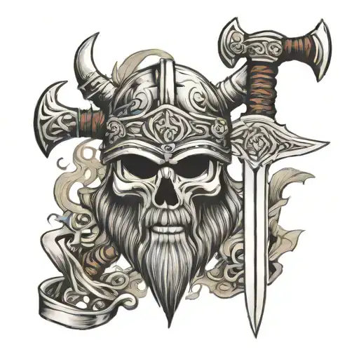 Viking swords, axes and runes and Viking tattoo tattoo design idea