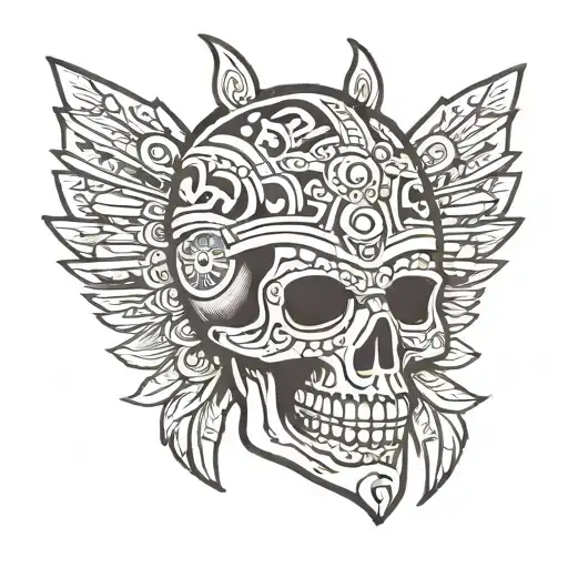 aztec skull tattoo design idea