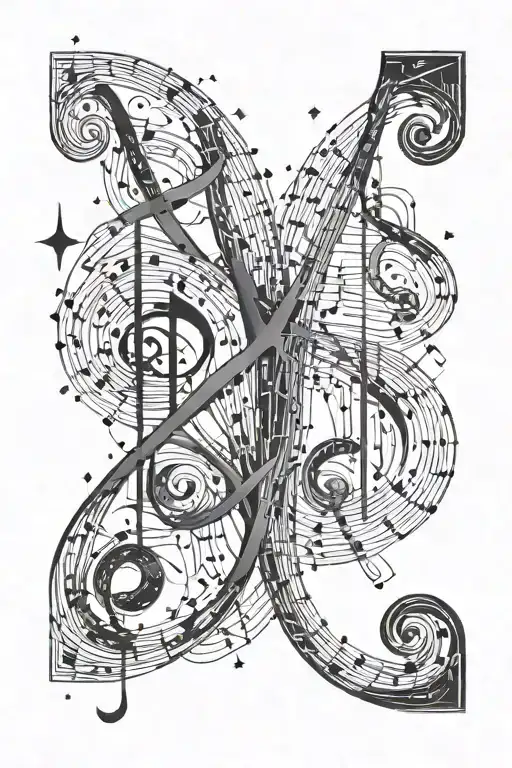 A Gemini constellation made out of musical notes and dance poses, creating a unique and personal tattoo design tattoo design idea