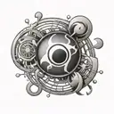 atom symbol integrated into yin yang 3d bomb tattoo design idea