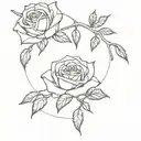 roses and dark forest tattoo design idea