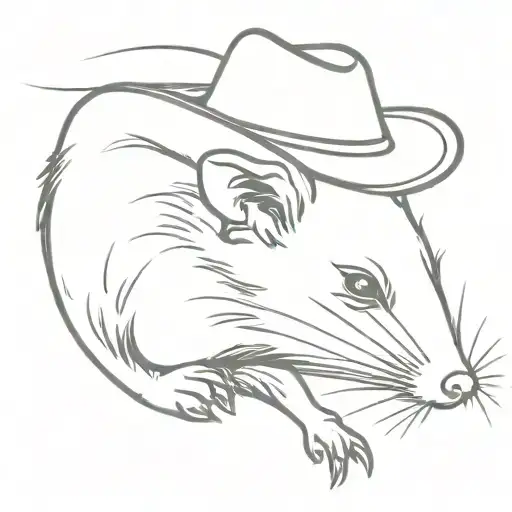 opossum with cowboy hat  tattoo design idea