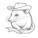 opossum with cowboy hat  tattoo design idea